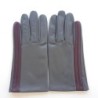 Gants en Cuir d'Agneau Gris Bordeaux Akano Doublés Soie.
