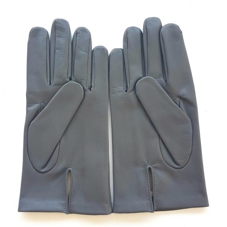 Gants en Cuir d'Agneau Gris Bordeaux Akano Doublés Soie.