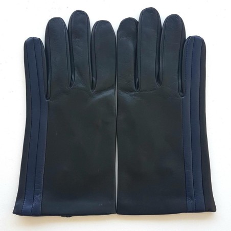 Gants en Cuir d'Agneau Noirs Myrtille Akano Doublés Soie.
