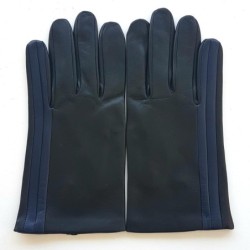 Gants en Cuir d'Agneau Noirs Myrtille Akano Doublés Soie.