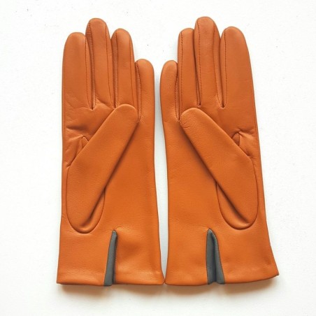 Gants Cuir d'Agneau Maïs Charcoal Géométria Doublés soie.