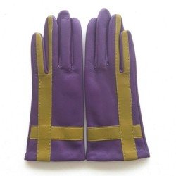 Gants Cuir d'Agneau Améthyste Luciole Géométria Doublés soie.