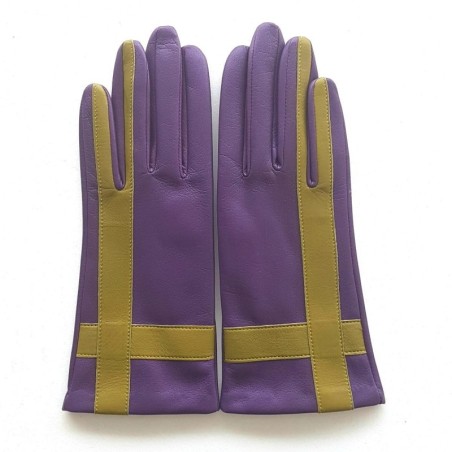 Gants Cuir d'Agneau Améthyste Luciole Géométria Doublés soie.