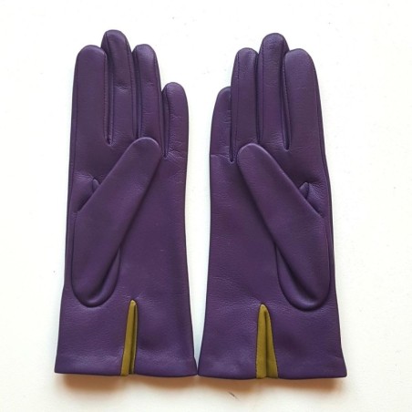 Gants Cuir d'Agneau Améthyste Luciole Géométria Doublés soie.