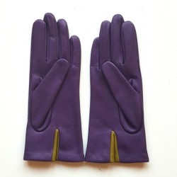 Gants Cuir d'Agneau Améthyste Luciole Géométria Doublés soie.