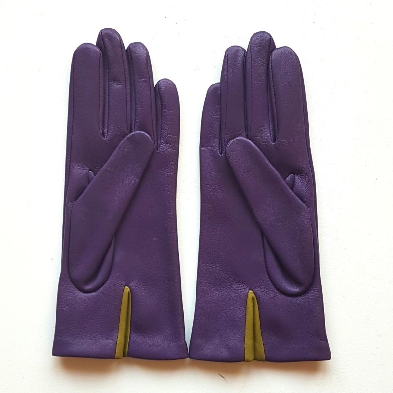 Gants Cuir d'Agneau Améthyste Luciole Géométria Doublés soie.