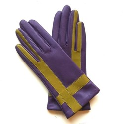 Gants Cuir d'Agneau Améthyste Luciole Géométria Doublés soie.