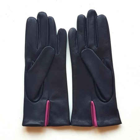 Gants Cuir d'Agneau Prune Hot Pink Géométria Doublés soie.