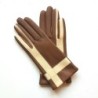 Gants Cuir d'Agneau Biscuit Parchemin Géométria Doublés soie.