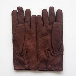 Gants en Cuir de Pécari Vison Paul Doublure Alpaga.