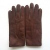 Gants en Cuir de Pécari Vison Paul Doublure Alpaga.