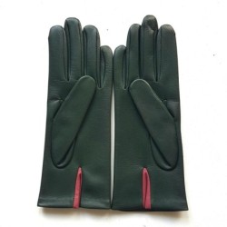 Gants en Cuir d'Agneau Feuile Rose Antique Rose Cloud Doublés Soie.