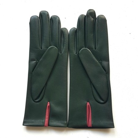 Gants en Cuir d'Agneau Feuile Rose Antique Rose Cloud Doublés Soie.