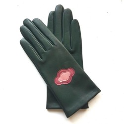 Gants en Cuir d'Agneau Feuile Rose Antique Rose Cloud Doublés Soie.
