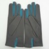 Gants en Cuir d'Agneau Gris Paon Colombe Doublés soie