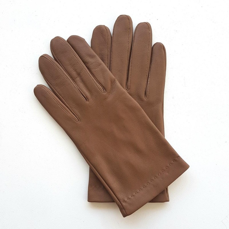 Gants en Cuir d'Agneau Sable Raphaël Doublés soie.