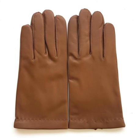 Gants en Cuir d'Agneau Biscuit Raphaël Doublure en Soie.