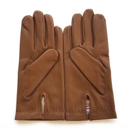 Gants en Cuir d'Agneau Biscuit Raphaël Doublure en Soie.