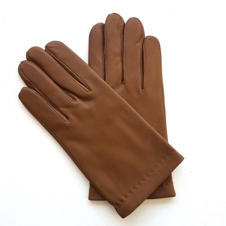 Gants en Cuir d'Agneau Biscuit Raphaël Doublure en Soie.