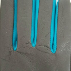Gants en Cuir d'Agneau Gris Paon Colombe Doublés soie