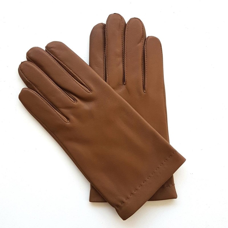 Gants en Cuir d'Agneau Biscuit Raphaël Doublure en Soie.
