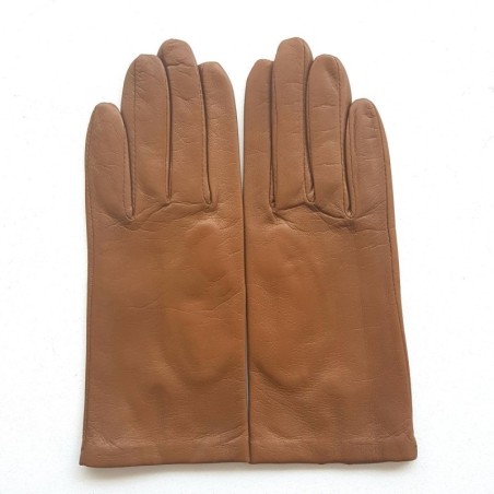 Gants en Cuir d'Agneau Biscuit Capucine Doublés Cachemire
