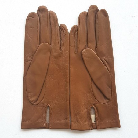 Gants en Cuir d'Agneau Biscuit Capucine Doublés Cachemire