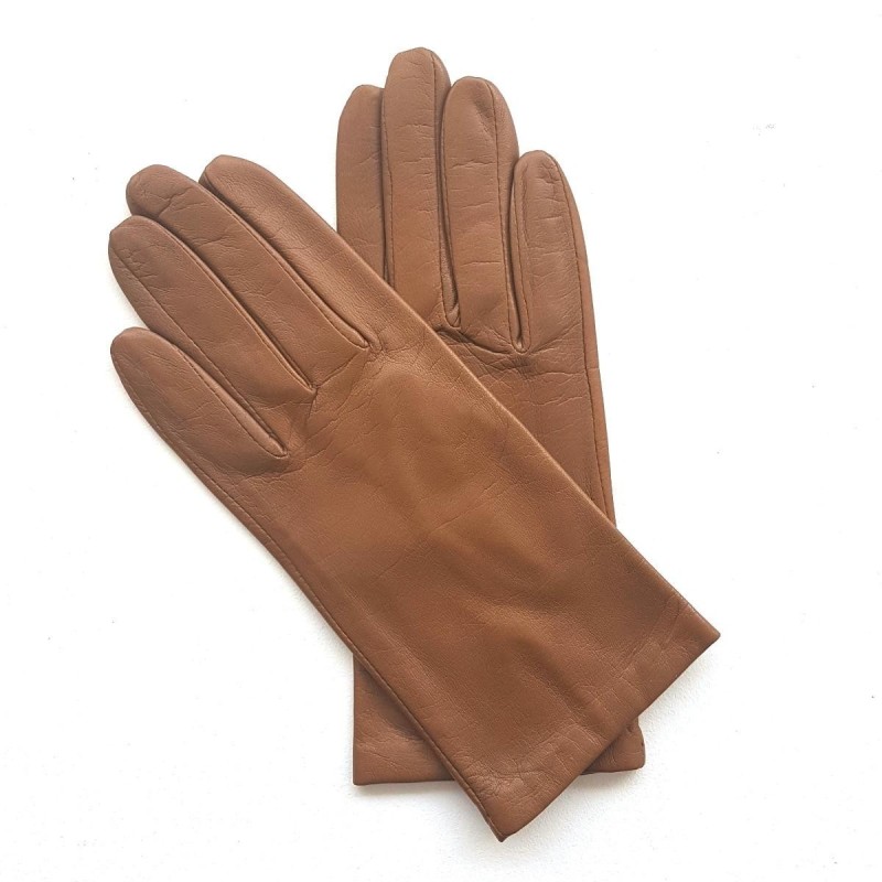Gants en Cuir d'Agneau Biscuit Capucine Doublés Cachemire