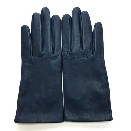 Gants en Cuir d'Agneau Bleu Marine Capucine Doublés Cachemire.