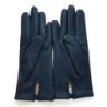 Gants en Cuir d'Agneau Bleu Marine Capucine Doublés Cachemire.