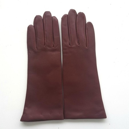 Gants en Cuir d'Agneau Bordeaux Coline Doublés Cachemire.
