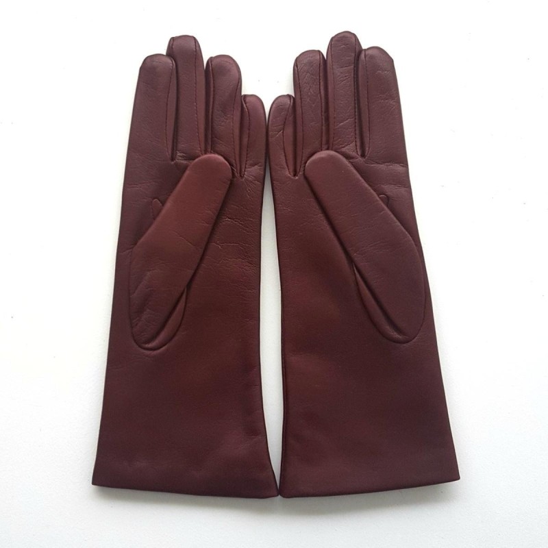 Gants en Cuir d'Agneau Bordeaux Coline Doublés Cachemire.