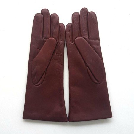 Gants en Cuir d'Agneau Bordeaux Coline Doublés Cachemire.