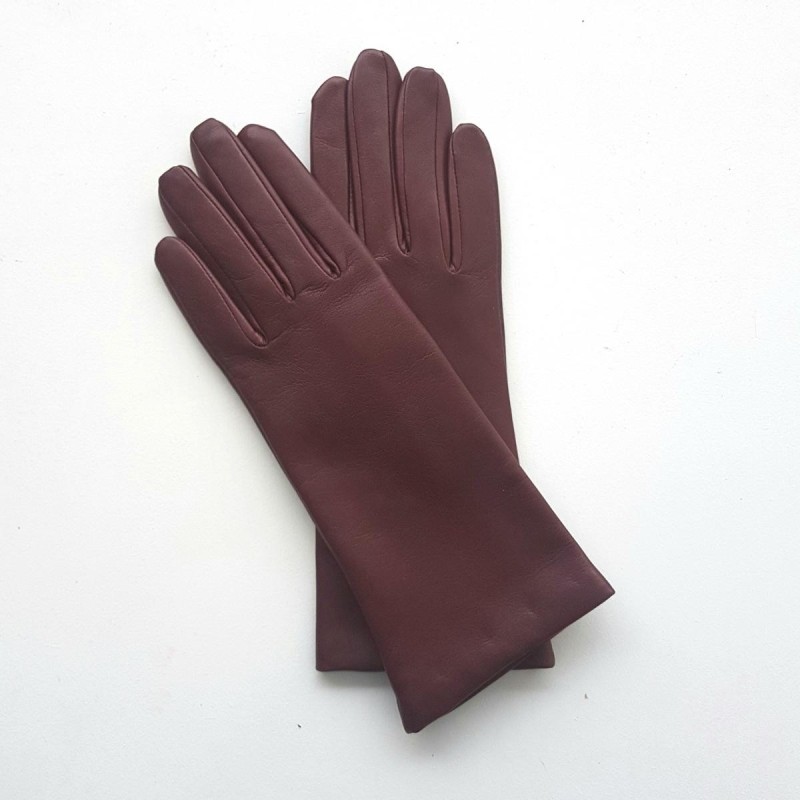 Gants en Cuir d'Agneau Bordeaux Coline Doublés Cachemire.