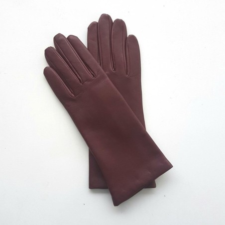 Gants en Cuir d'Agneau Bordeaux Coline Doublés Cachemire.