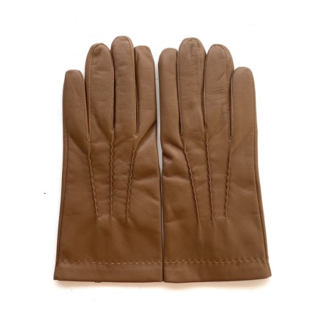 Gants en Cuir d'Agneau Biscuit Henri Doublure Soie.