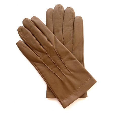 Gants en Cuir d'Agneau Biscuit Henri Doublure Soie.