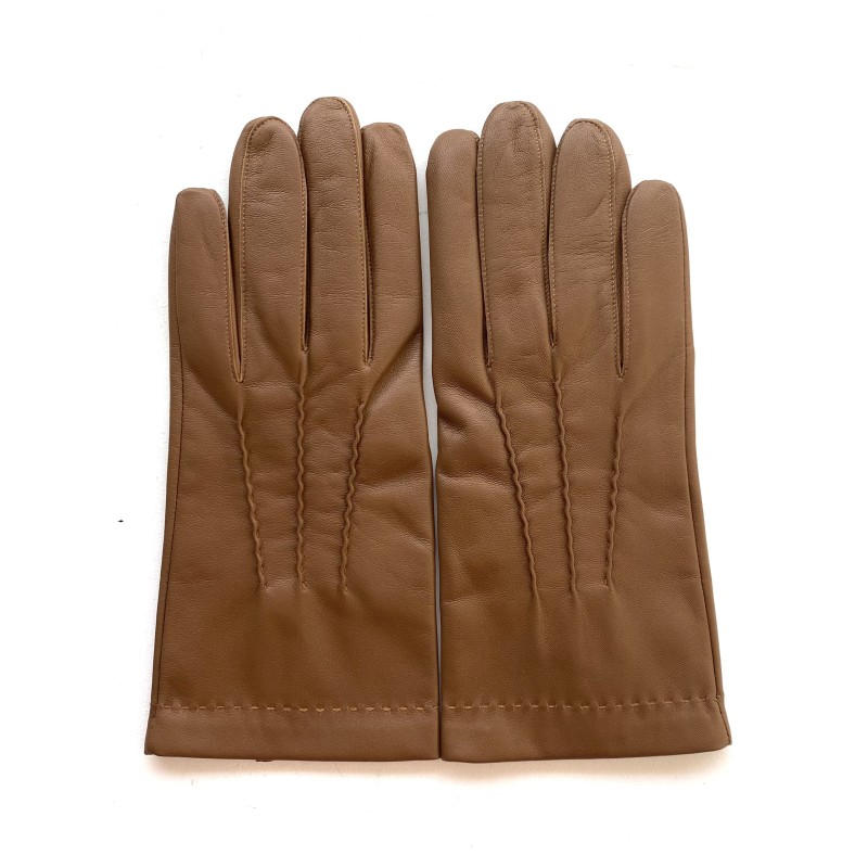 Gants en Cuir d'Agneau Biscuit Henri Doublure Soie.