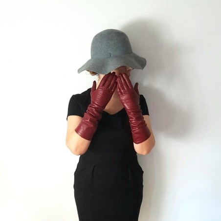 Gants en Cuir d'Agneau Rouges Séraphine Doublés Soie.