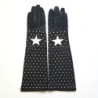 Gants en Cuir d'Agneau Noirs et Blancs Diana Doublés Soie.