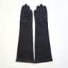 Gants en Cuir d'Agneau Noirs et Rouges Diana Doublés Soie.