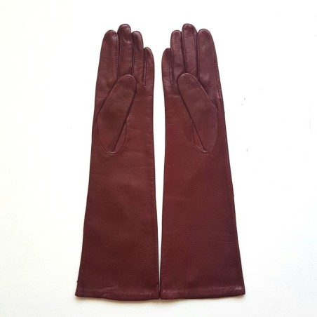 Gants en Cuir d'Agneau Rouges et Noirs Diana Doublés Soie.