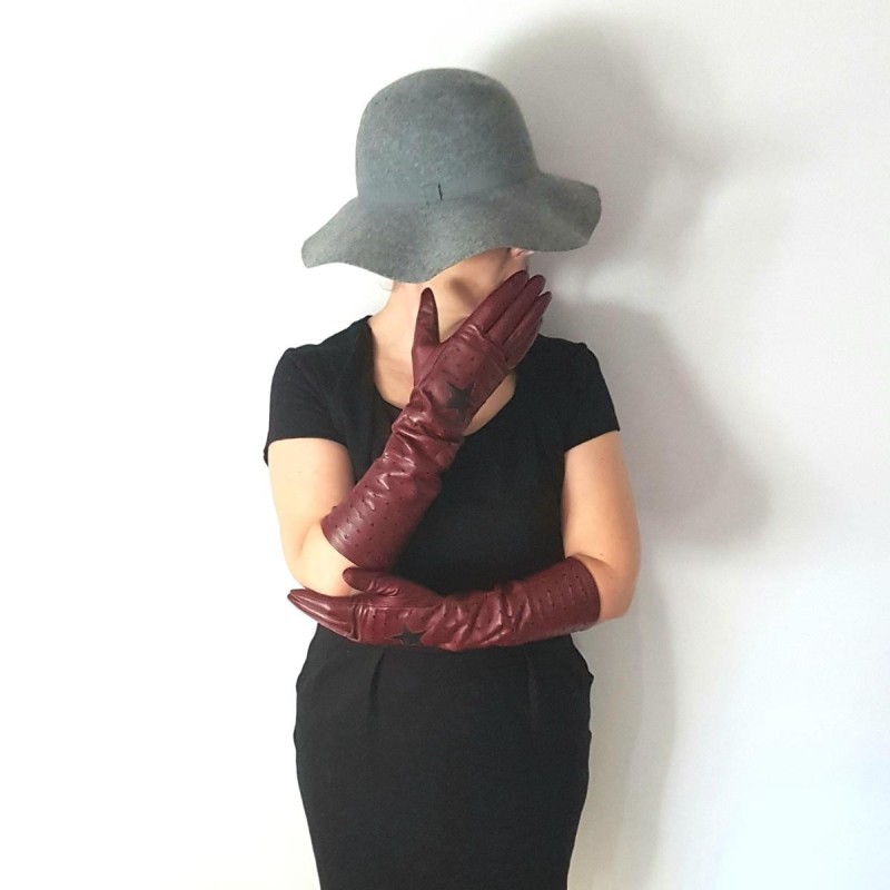 Gants en Cuir d'Agneau Rouges et Noirs Diana Doublés Soie.