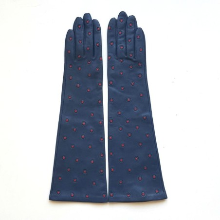 Gants en Cuir d'Agneau Bleus Orange Pallini Doublés Soie.