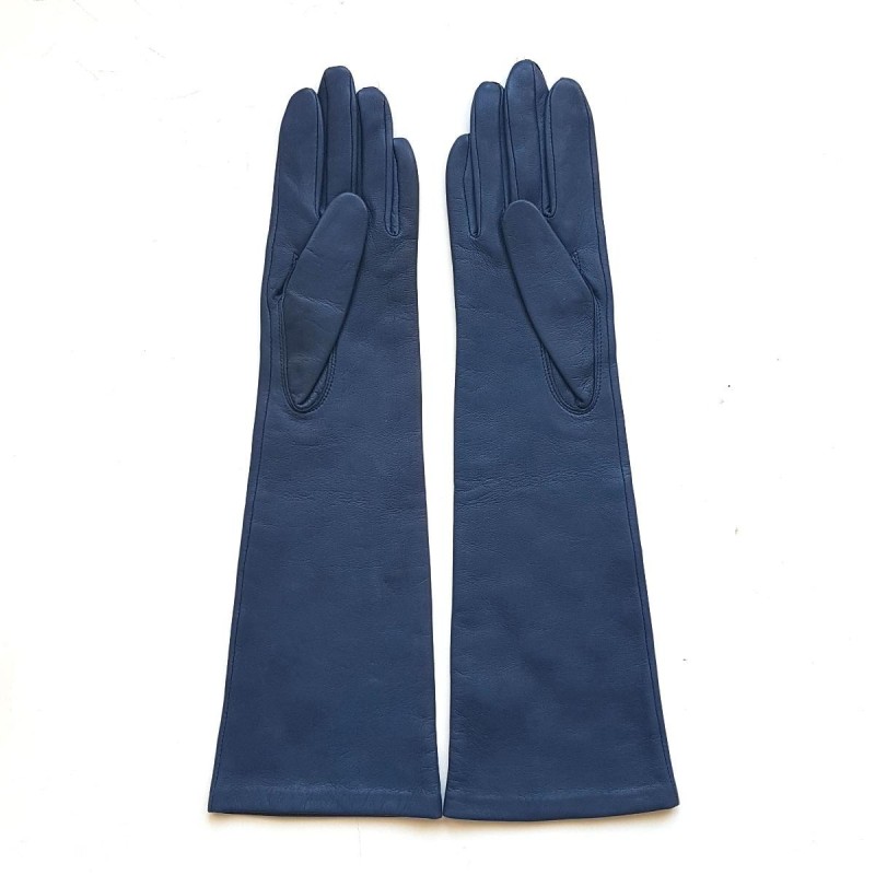 Gants en Cuir d'Agneau Bleus Orange Pallini Doublés Soie.