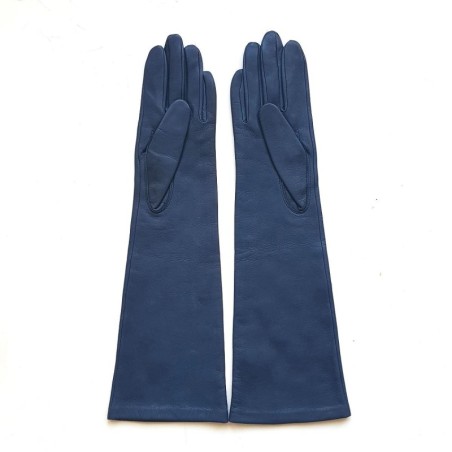 Gants en Cuir d'Agneau Bleus Orange Pallini Doublés Soie.
