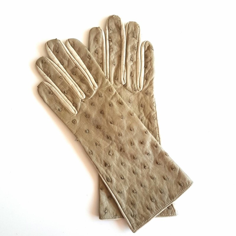Gants en Cuir d'Autuche et Pécari Otmeal Non Doublés.