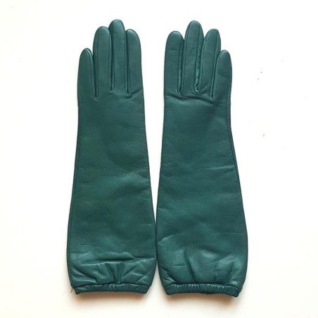 Gants en Cuir d'Agneau Verts Doublés Cachemire.