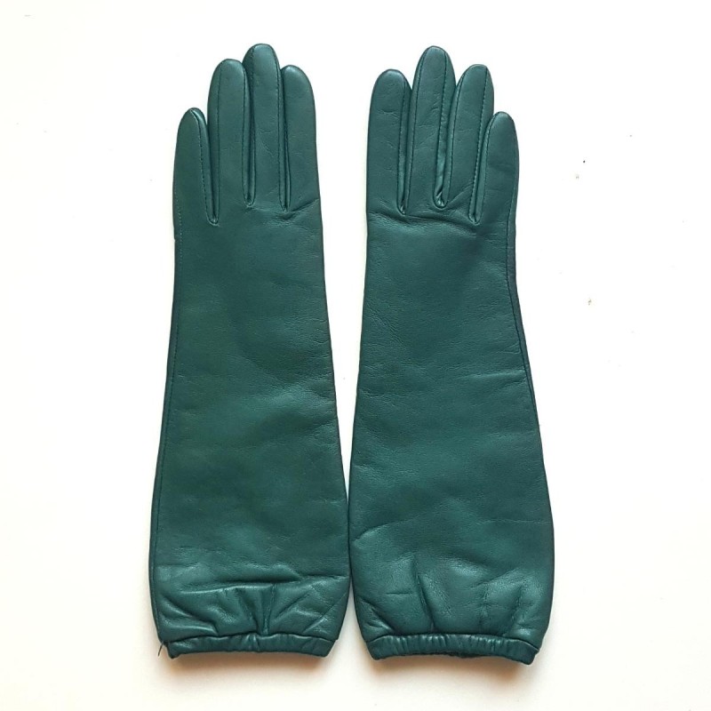 Gants en Cuir d'Agneau Verts Doublés Cachemire.
