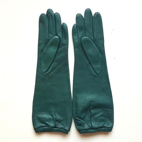 Gants en Cuir d'Agneau Verts Doublés Cachemire.
